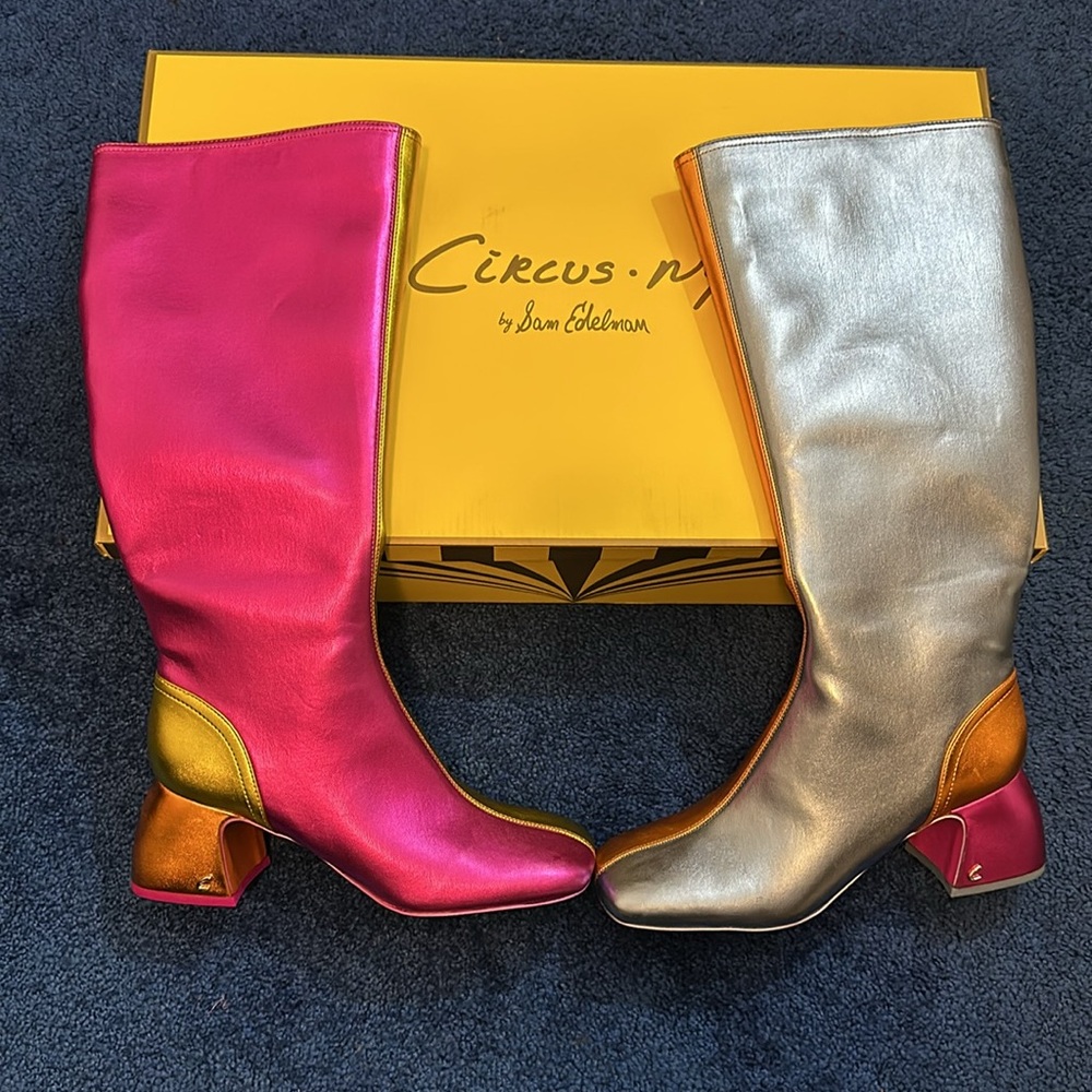 Circus NY by Sam Edelman, the Olympia Colorblock Metallic Boots.  Brand New.